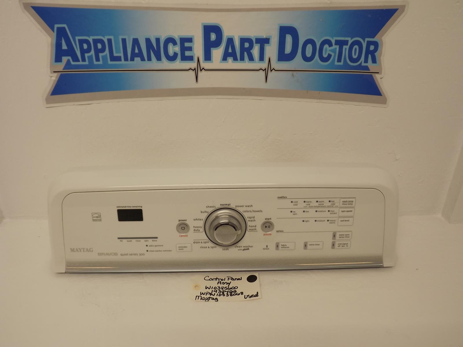 Maytag Washer W10385600 1938422 WPW10338068 Control Panel Assy Used Maytag Washer W10385600 1938422 WPW10338068 Control Panel Assy Used